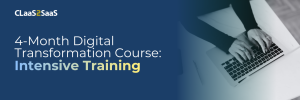 Header banner titled “4-Month Digital Transformation Course: Intensive Training”, showing a person working on a laptop.