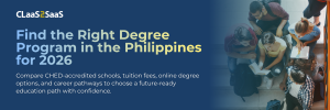 Banner image for Degree Programs Philippines 2026 guide showing how Filipino students can explore CHED-accredited schools, tuition comparison, online degree programs, and career-focused education pathways.