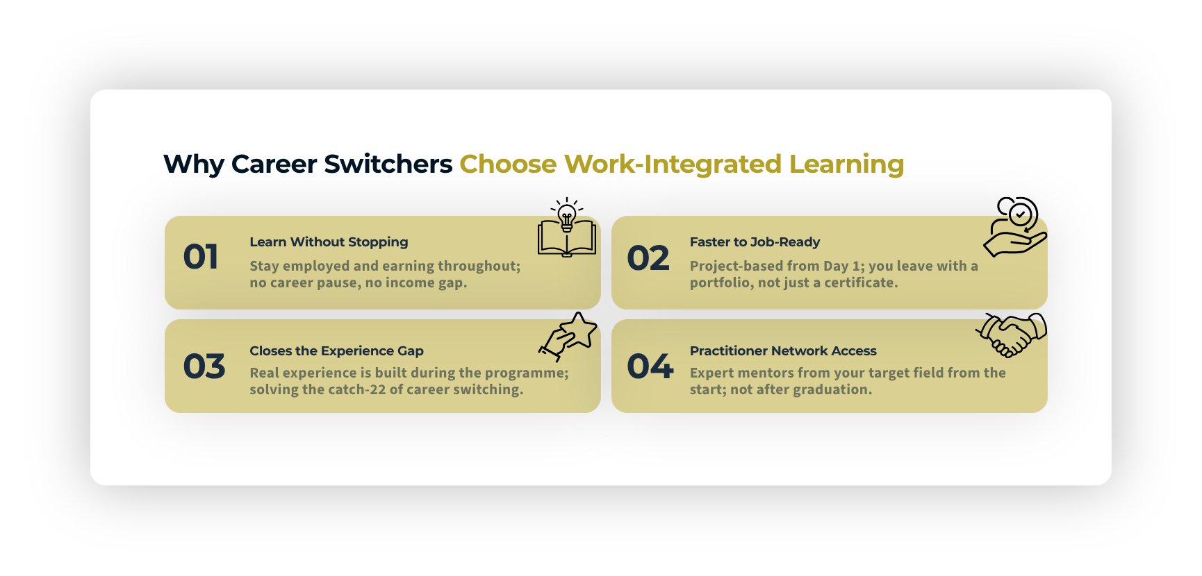 Four benefits of work-integrated learning for career switchers