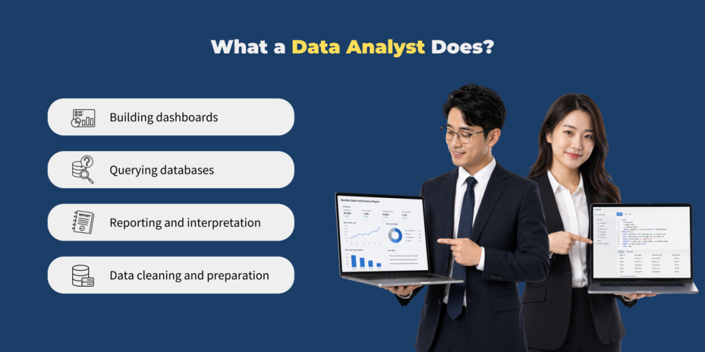 Key responsibilities of a data analyst role