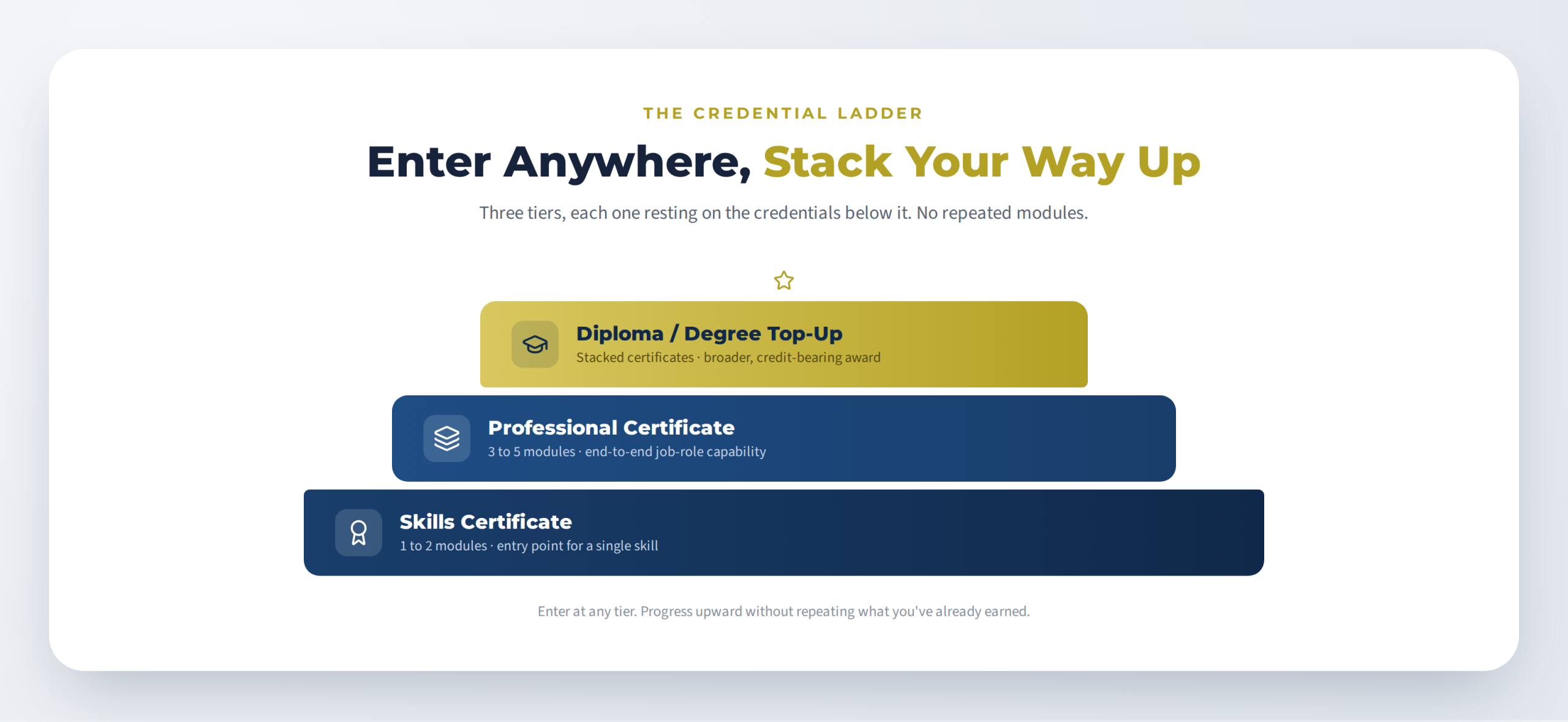 Three-tier credential ladder for job-role digital pathways